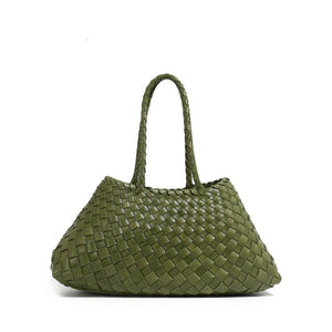 Woven Leather Trapezoid Shoulder Handbag - Perimade & Co.