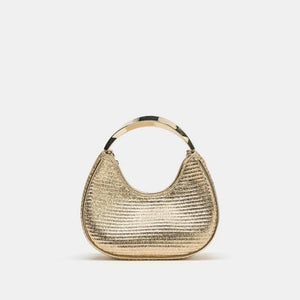 Woven Metal Handle Crescent Hobo HandBag - Perimade & Co.