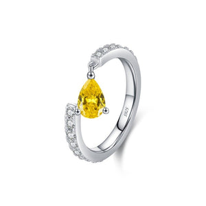 Yellow Pear CZ Dangle Pave Stack Open Ring - Perimade & Co.
