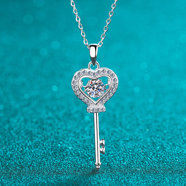 Moissanite Heart Key Wedding Necklace