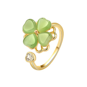 Green Four Leaf Clover Fidget Spinner Ring