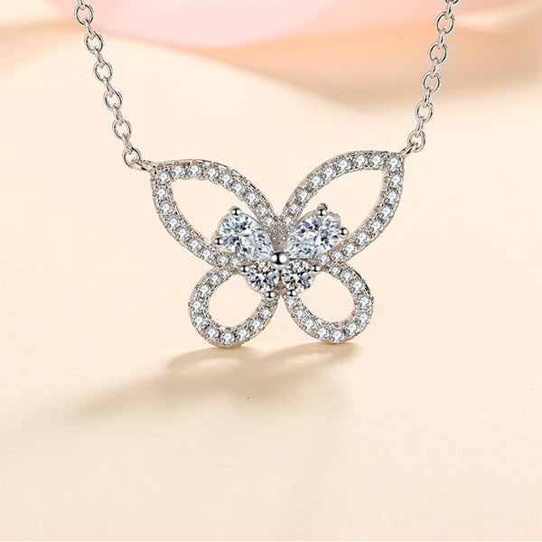 Moissanite Butterfly Wedding Necklace