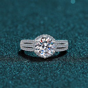 Six-Prong Moissanite Halo Pave Engagement Ring