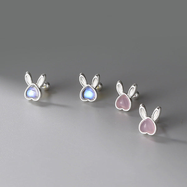 Bunny Rabbit Moonstone Stud Earrings