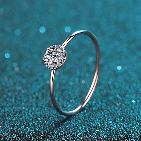 Four-Prong Moissanite Halo Ring