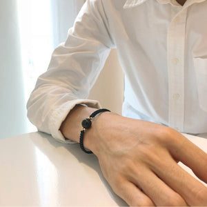 Obsidian Bead Matching Couple Rope Bracelet