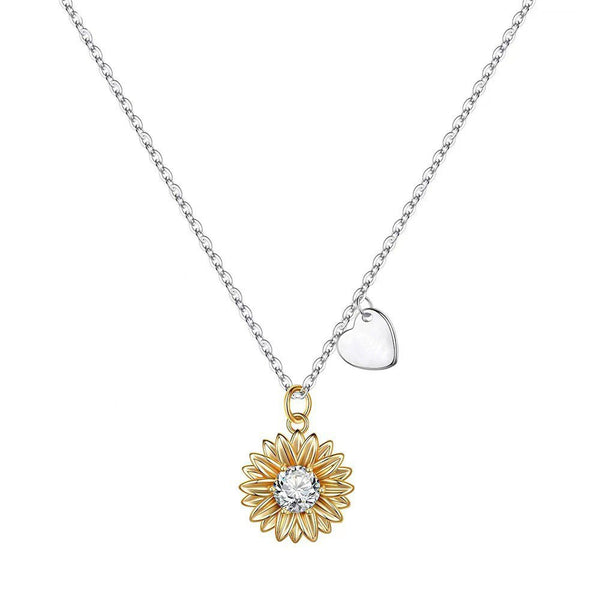 Initial Letter Sunflower Pendant Necklace