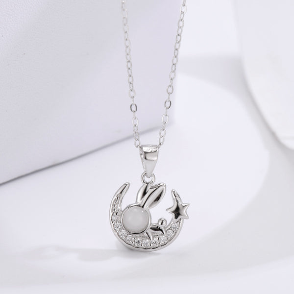 Moon Bunny Rabbit Necklace