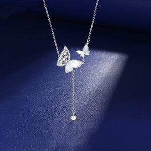 Mother Of Pearl Butterfly Pendant Necklace