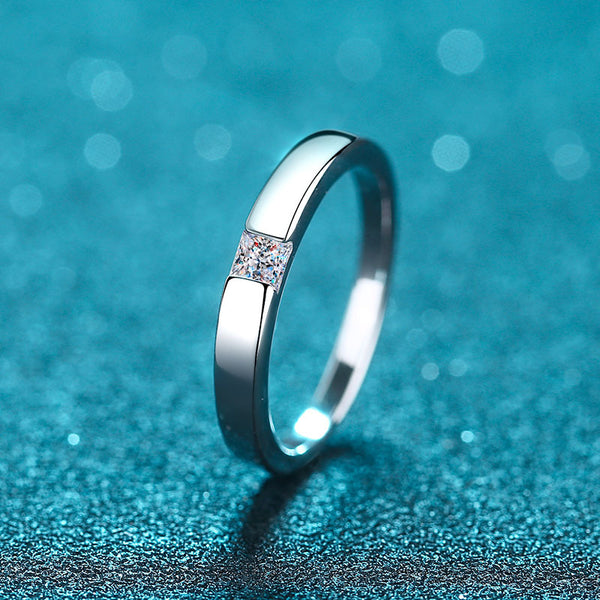 Moissanite Princess Cut Wedding Band Ring