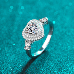 Heart Moissanite Double Halo Engagement Ring