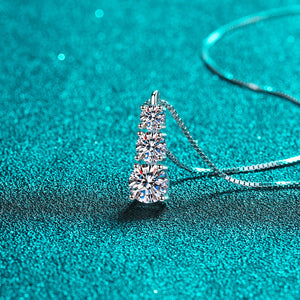 Three Stone Moissanite Pendant Necklace