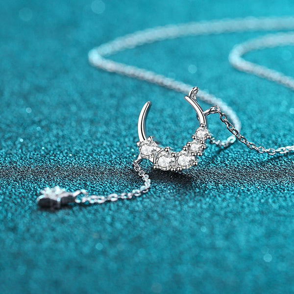 Moon Star Moissanite Necklace