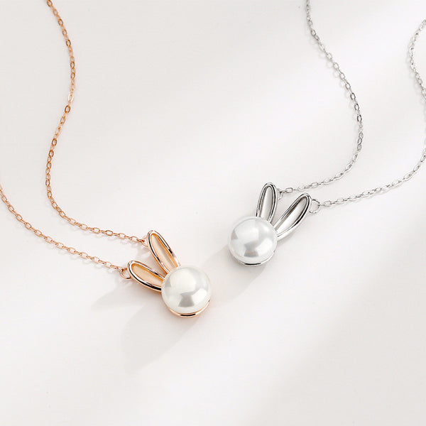 Dainty Pearl Bunny Rabbit Necklace