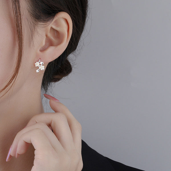 Cherry Blossom Flower Huggie Earrings