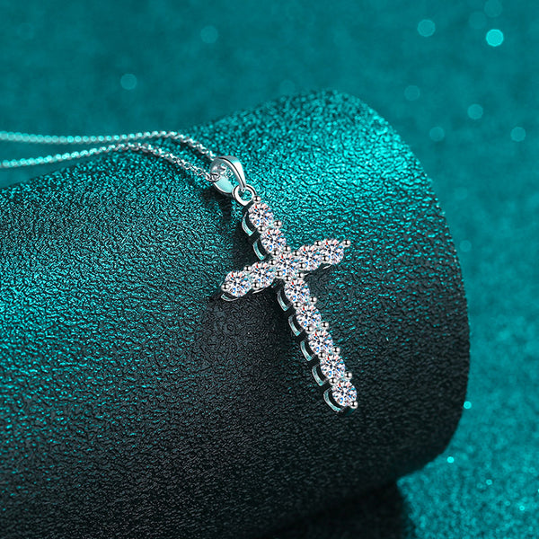 Moissanite Cross Pendant Necklace