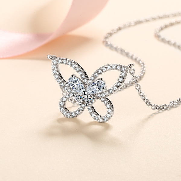 Moissanite Butterfly Wedding Necklace