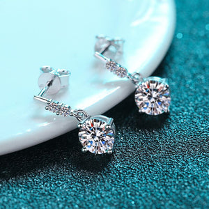 Moissanite Dangle Drop Wedding Earrings