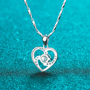 Moissanite Heart Charm Pendant Necklace