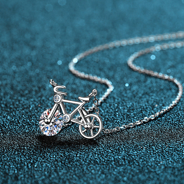 Moissanite Bicycle Pendant Necklace