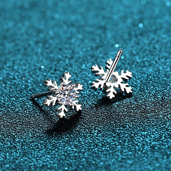Six-Prong Moissanite Snowflake Stud Earrings