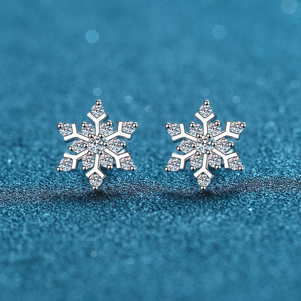 Moissanite Snowflake Stud Earrings