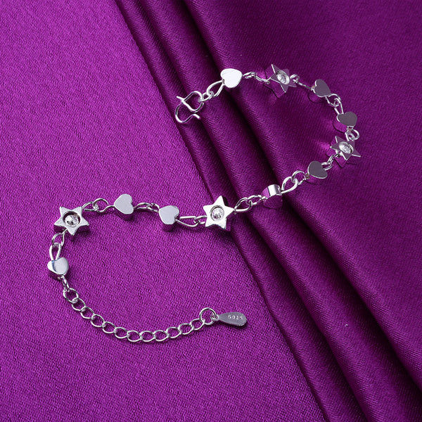 Silver Star Heart Bracelet