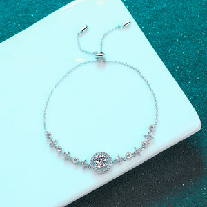 Moissanite Halo Star Charm Stacking Bracelet
