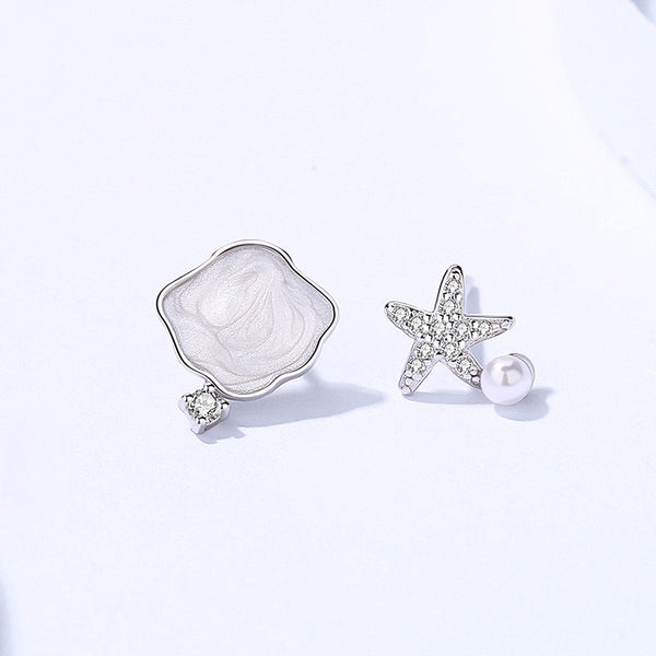 Starfish Seashell Stud Earrings