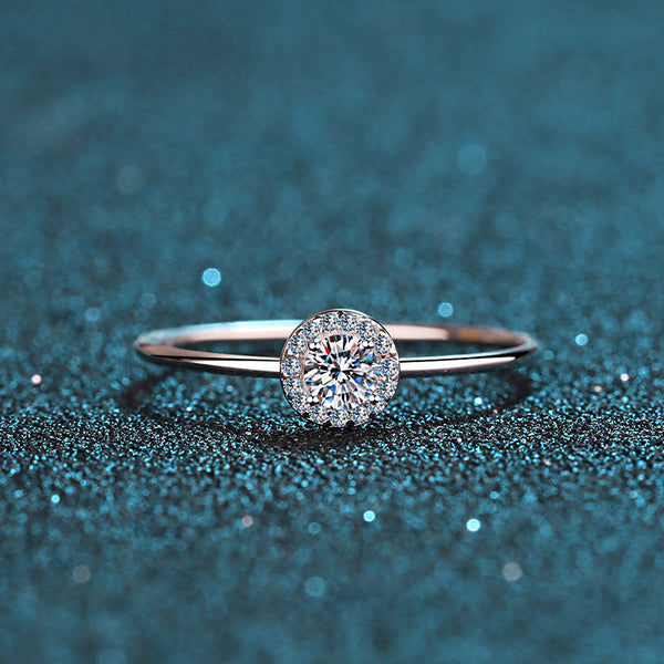 Moissanite Halo Engagement Ring