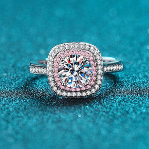 Moissanite Double Halo Pave Engagement Ring
