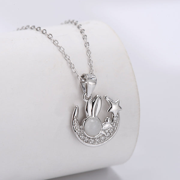 Moon Bunny Rabbit Necklace