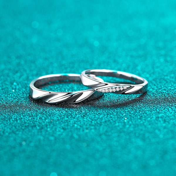 Moissanite Couple Engagement Ring