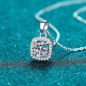 Halo Moissanite Wedding Charm Necklace