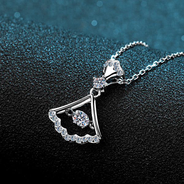 Moissanite Ginkgo Leaf Dancing Stone Necklace
