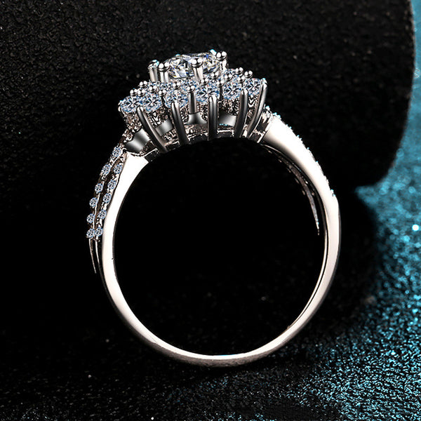 Six-Prong Moissanite Halo Engagement Ring