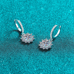 Moissanite Snowflake Drop Hoop Earrings