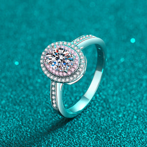 Bague de fiançailles double halo en moissanite ovale