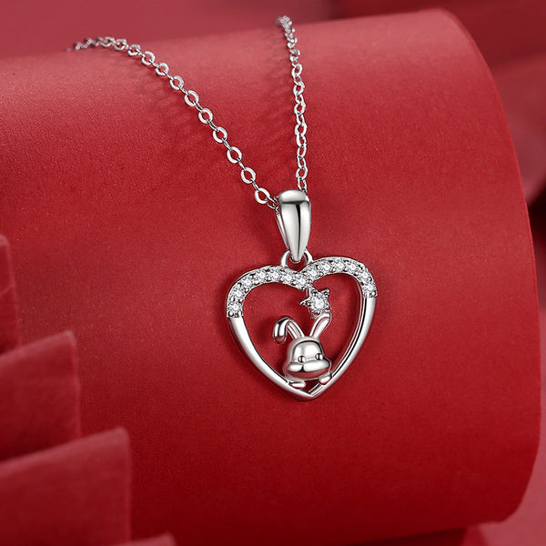 Bunny Rabbit Heart Necklace
