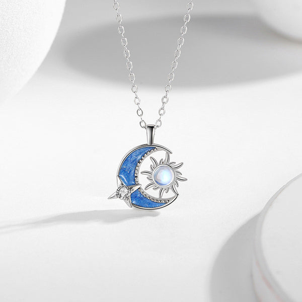 Sun Moon & Star Birthstone Necklace | Posh Totty Designs