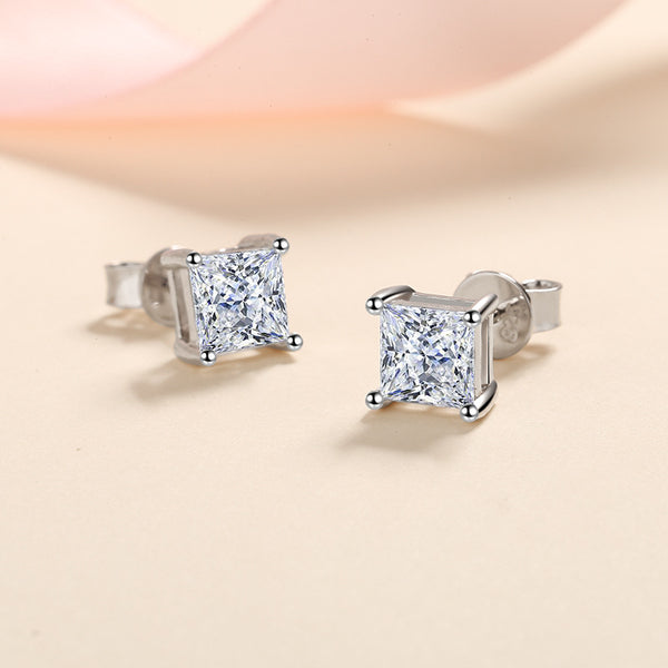 Moissanite Princess Cut Stud Earrings