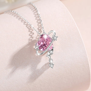 Pink Heart Planet Star Pendant Necklace