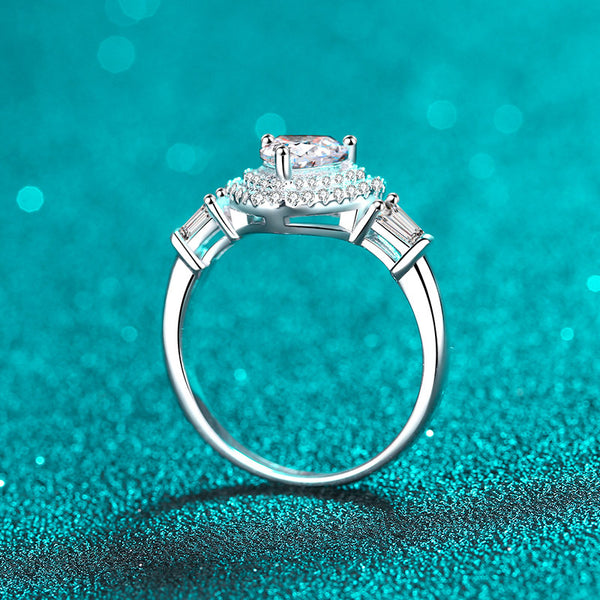 Moissanite Heart Halo Engagement Ring