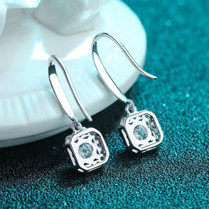 Moissanite Halo Dangle Drop Hoop Earrings
