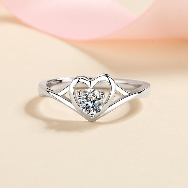 Moissanite Heart Engagement Ring