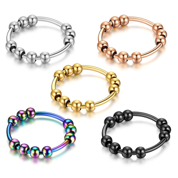 Fidget Beads Anxiety Ring Balls Fidget Spinner Adjustable Ring For