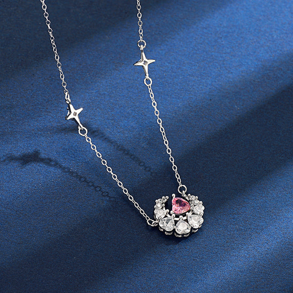 Heart Moon Pendant Necklace
