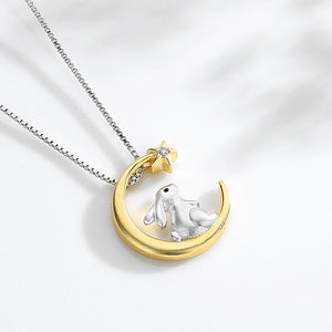 Moon Star Bunny Rabbit Charm Necklace