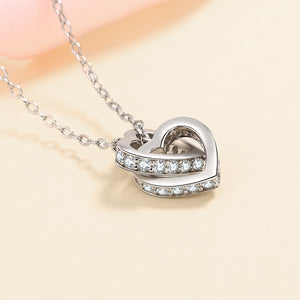 Moissanite Interlocking Heart Charm Necklace