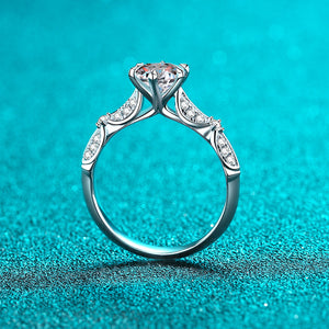 Six-Prong Moissanite Pave Engagement Ring